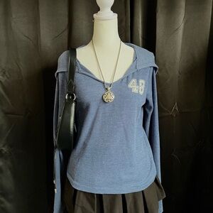 Pink Republic Blue Hoodie with '49' Embroidery